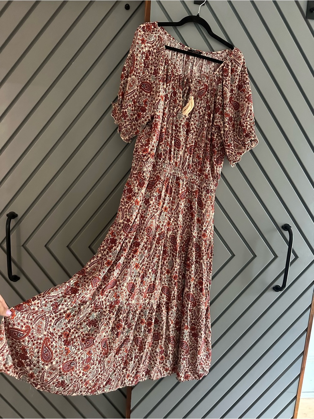 Lucky Brand Red Paisley Maxi Dress